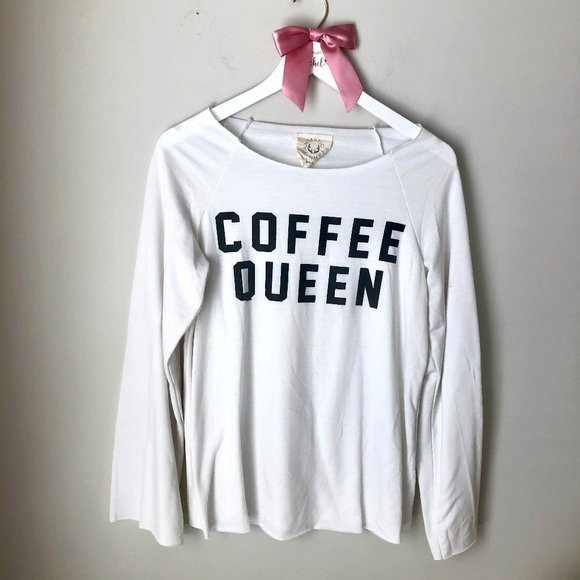 Fantastic Fawn Sweaters - 25%OFF Coffee Queen Relaxed Small White Sweatshirt
